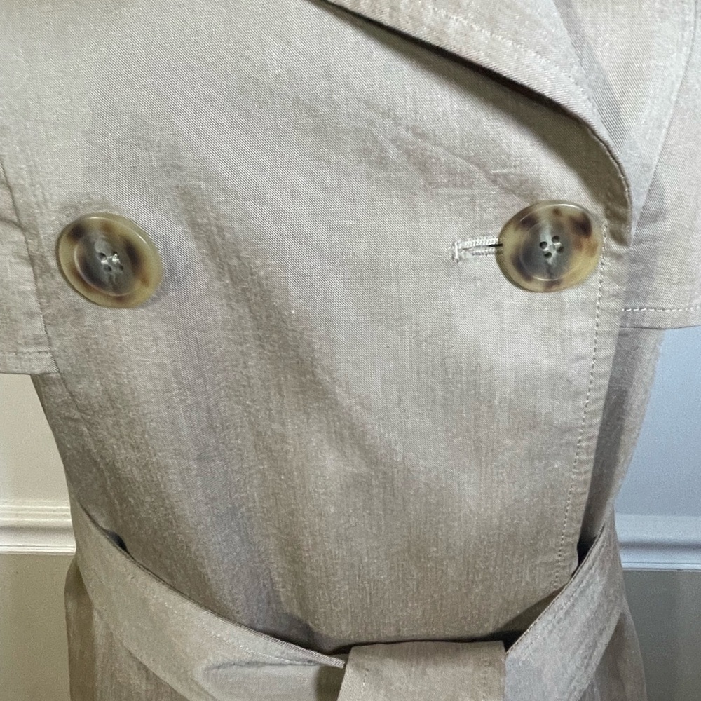 Nine West Tan Trench Coat Lightweight Suit Jacket, Short Sleeve, Size 8 - Picture 7 of 13
